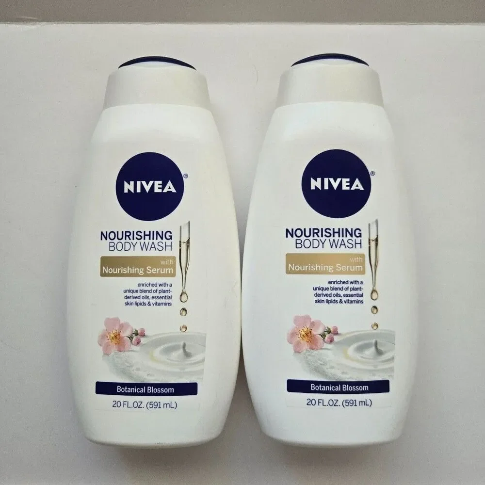 2-Pack NIVEA Botanical Blossom Nourishing Body Wash 20 fl oz with Serum New
